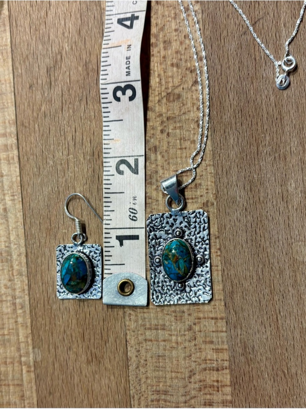 SOLD ! Chrysocolla Necklace & Earrings - Picture 15 of 16